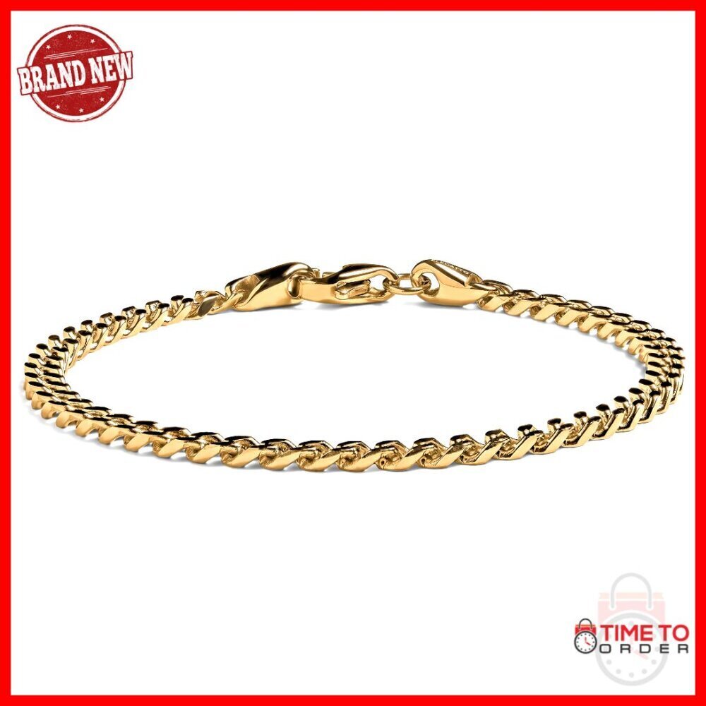 Men's 18K Gold Plated Stainless Steel Cuban Link Bracelet Designer Jewelry